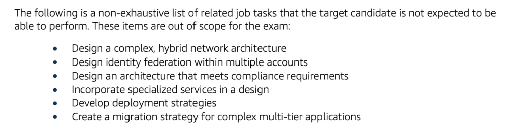 Out of scope syllabus for CSAA exam topics