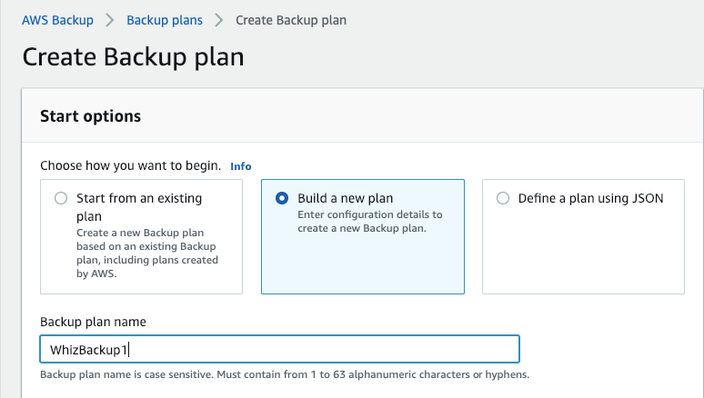 Create Backup Plan