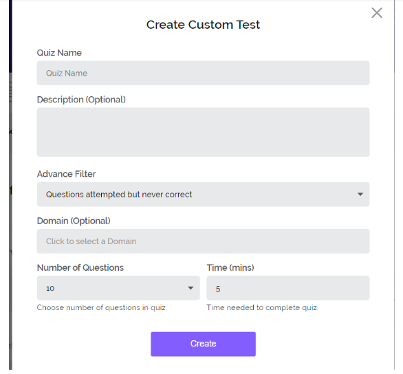 custom test details