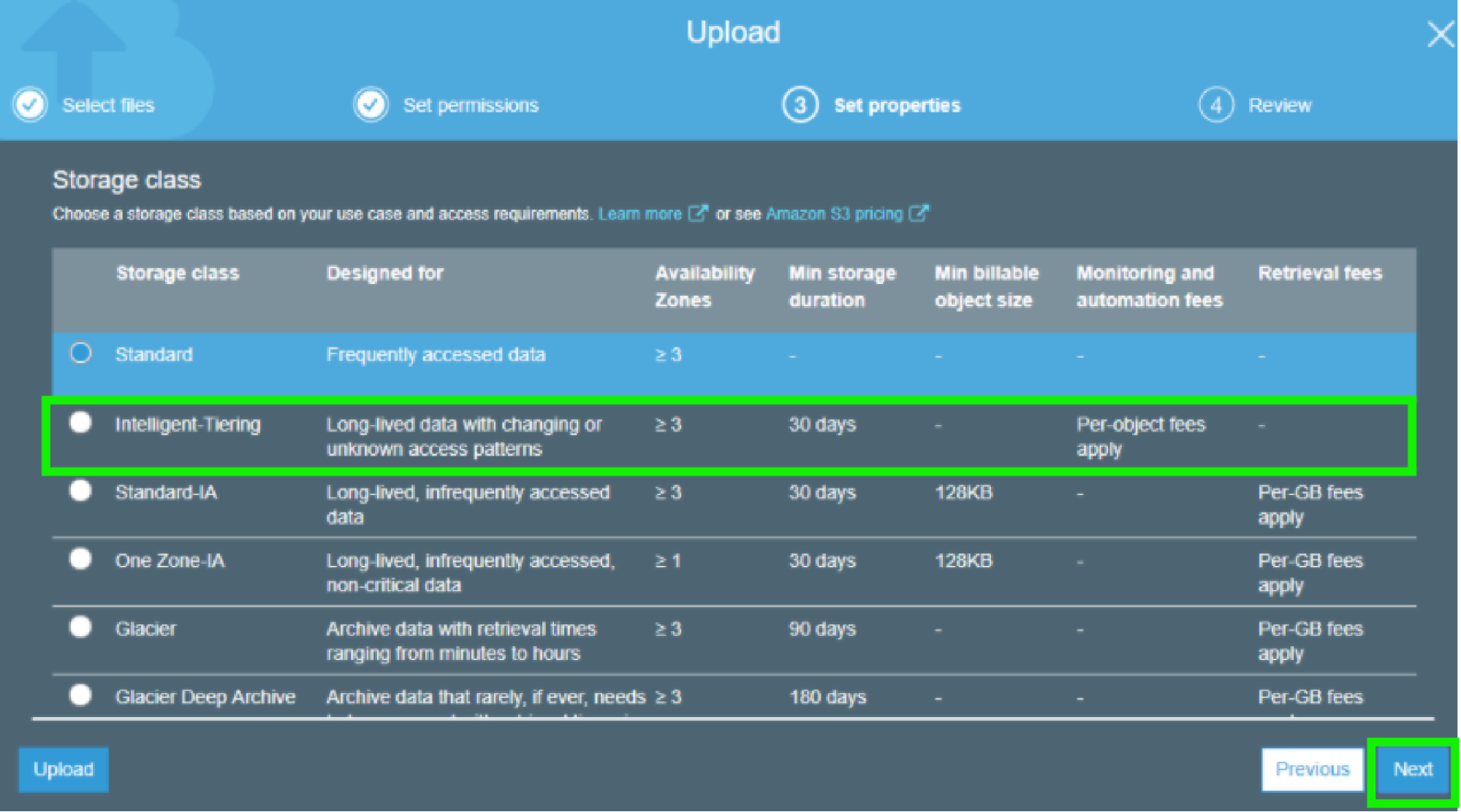 AWS S3 - Storage Class