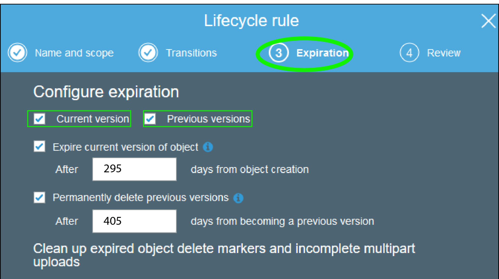 AWS S3 Bucket Lifecycle Rule - Expiration