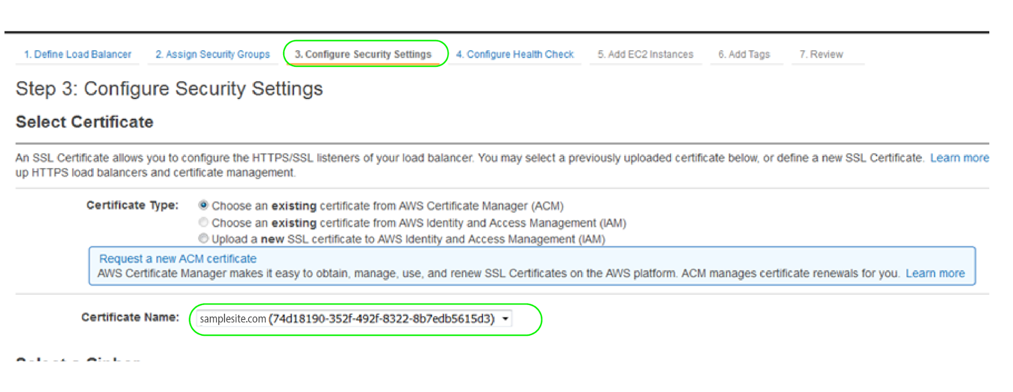 ACM Security Settings