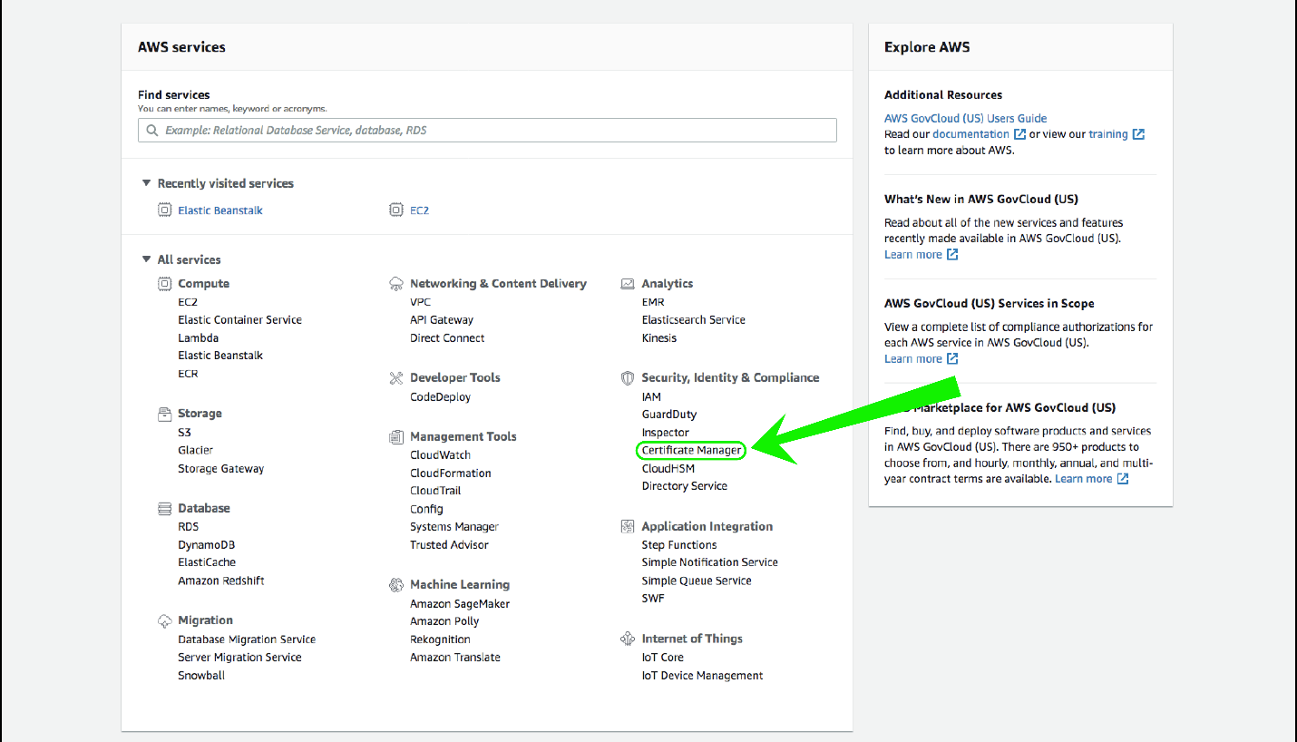 AWS Service Certificate Manager