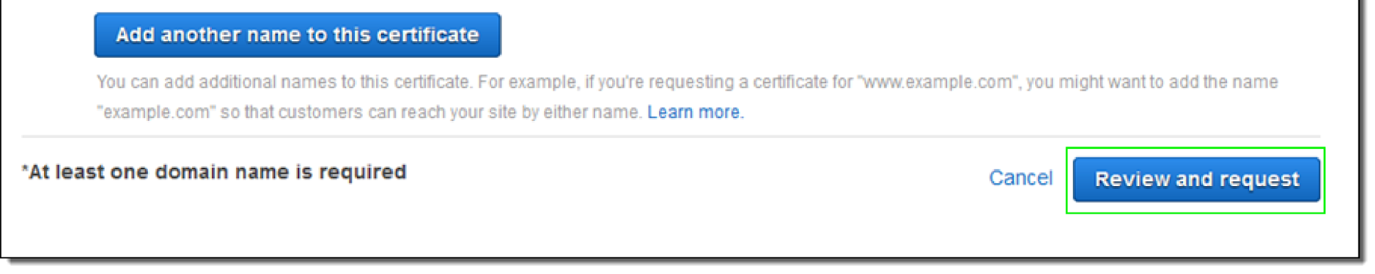 AWS Certificate Manager - Review Domain Name