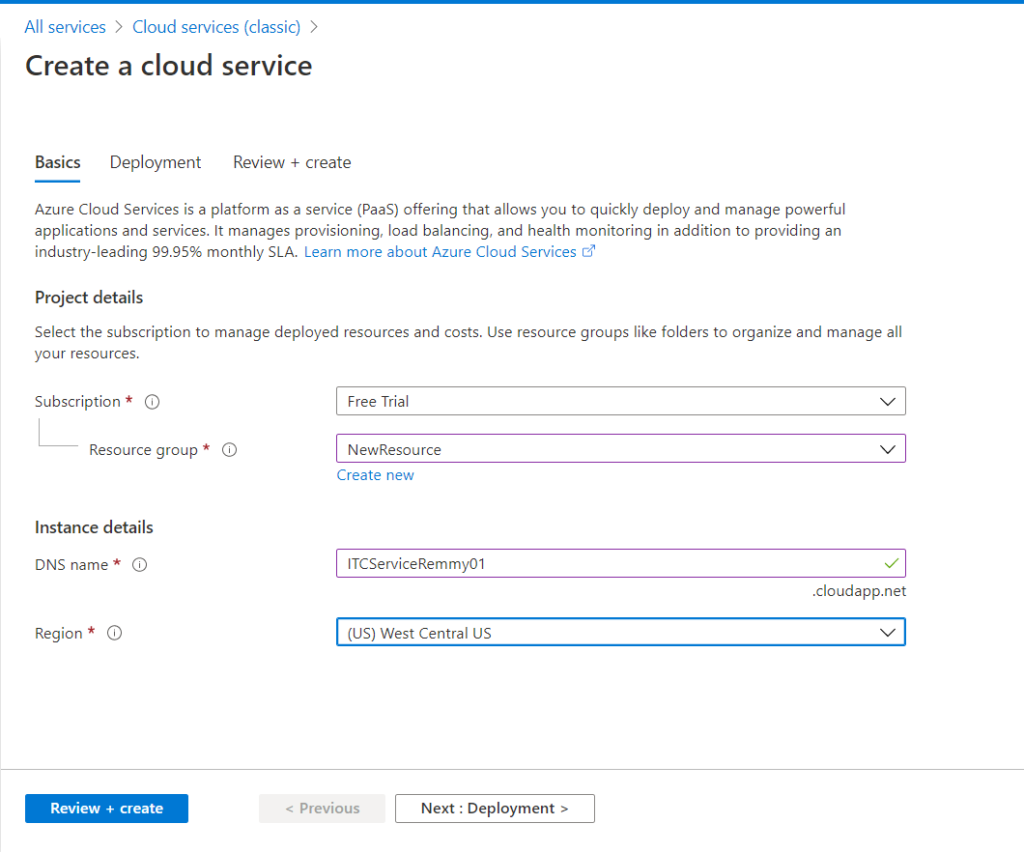 Creating a Cloud Service for Your Application - Create Cloud Services