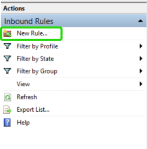 Inbound Rules>> New Rule