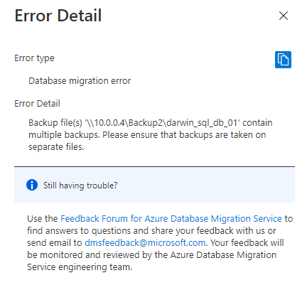 Appended backup set error