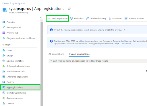 Azure Active Directory New Registration