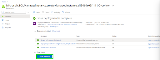 Azure SQL Managed Instance - Go to resource 2