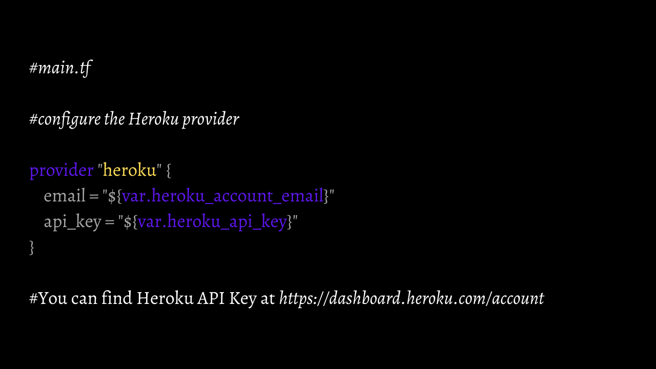 Configure the Heroku provider