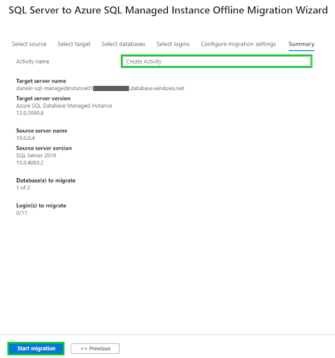 offline database migration - summary