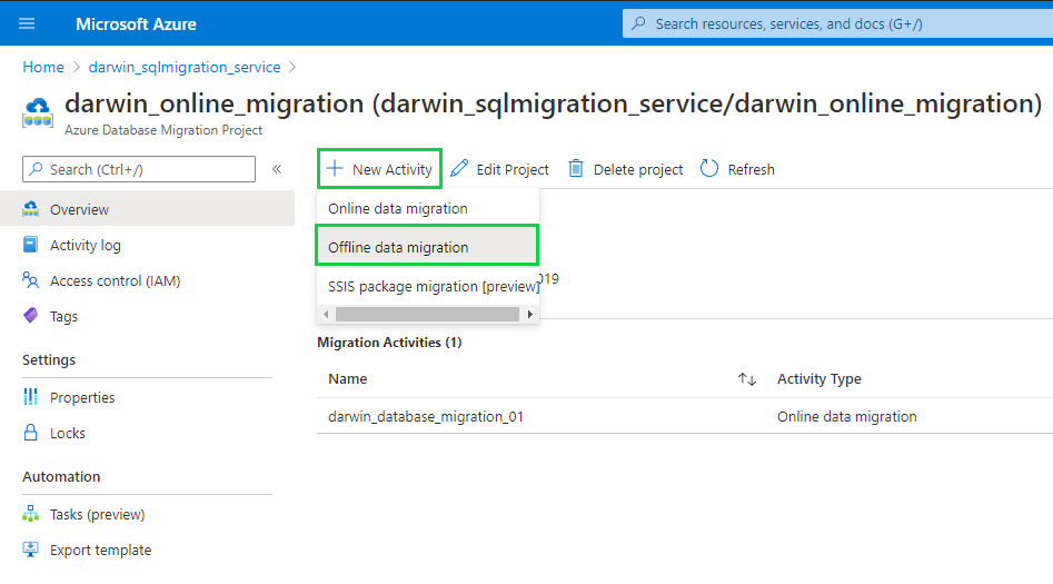 offline database migration