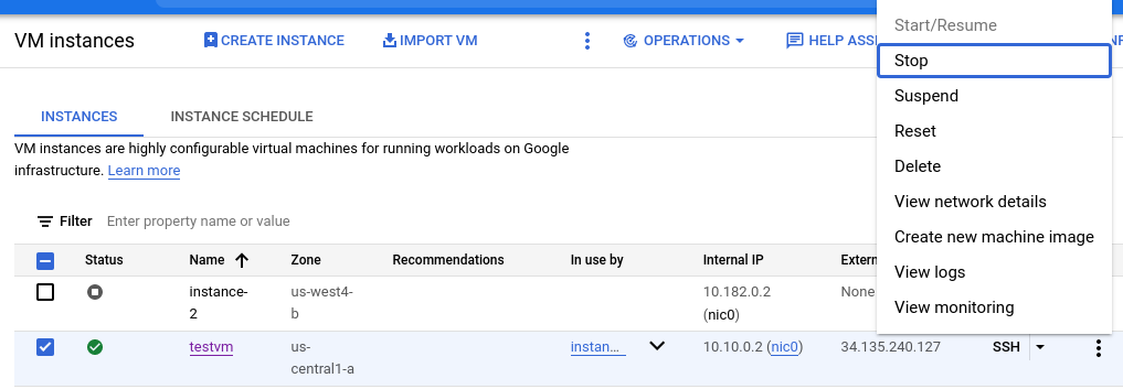  Stopping the VM