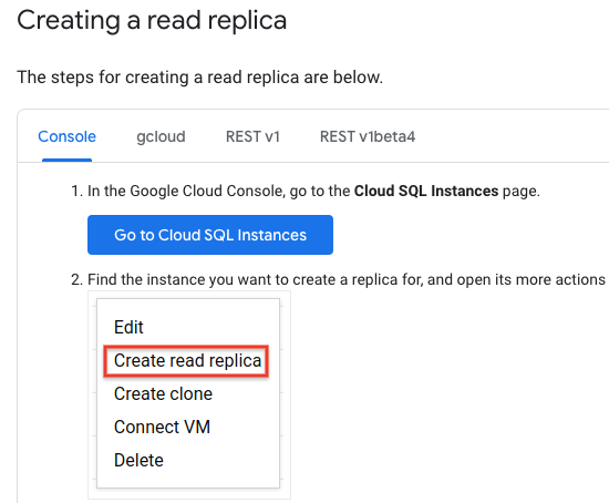 google cloud read replica