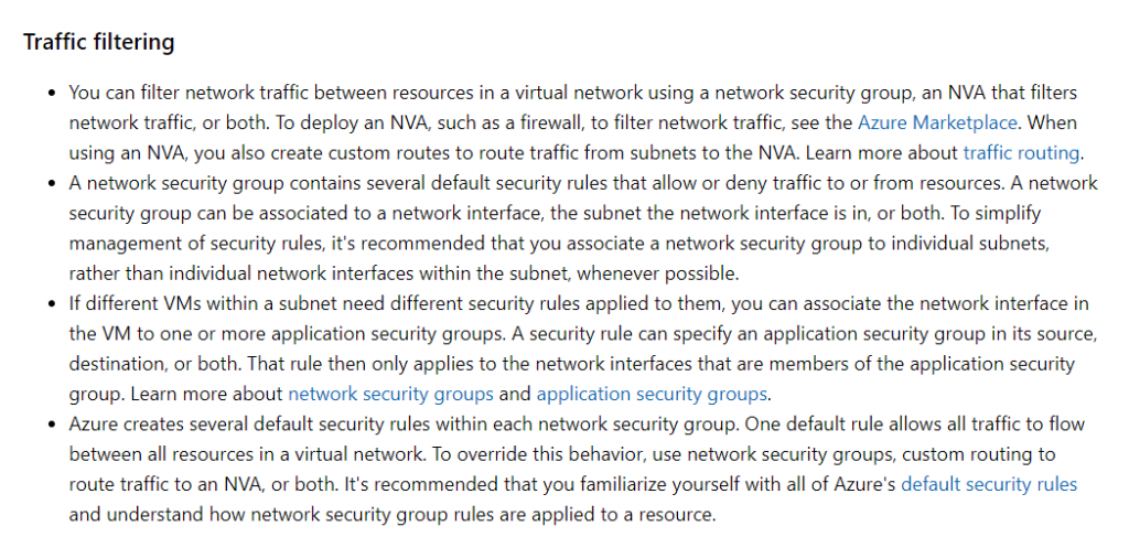 Filtering Network traffic in Microsoft Azure