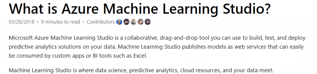 Microsoft Azure Machine Learning Studio