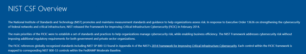 National Institute of Standards and Technology - Cybersecurity Framework