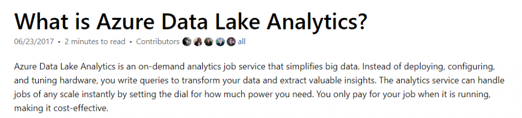 About Microsoft Azure Data Lake Analytics