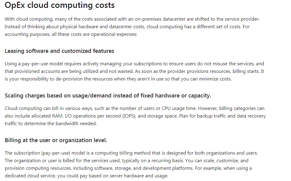 OpEx in Cloud Computing