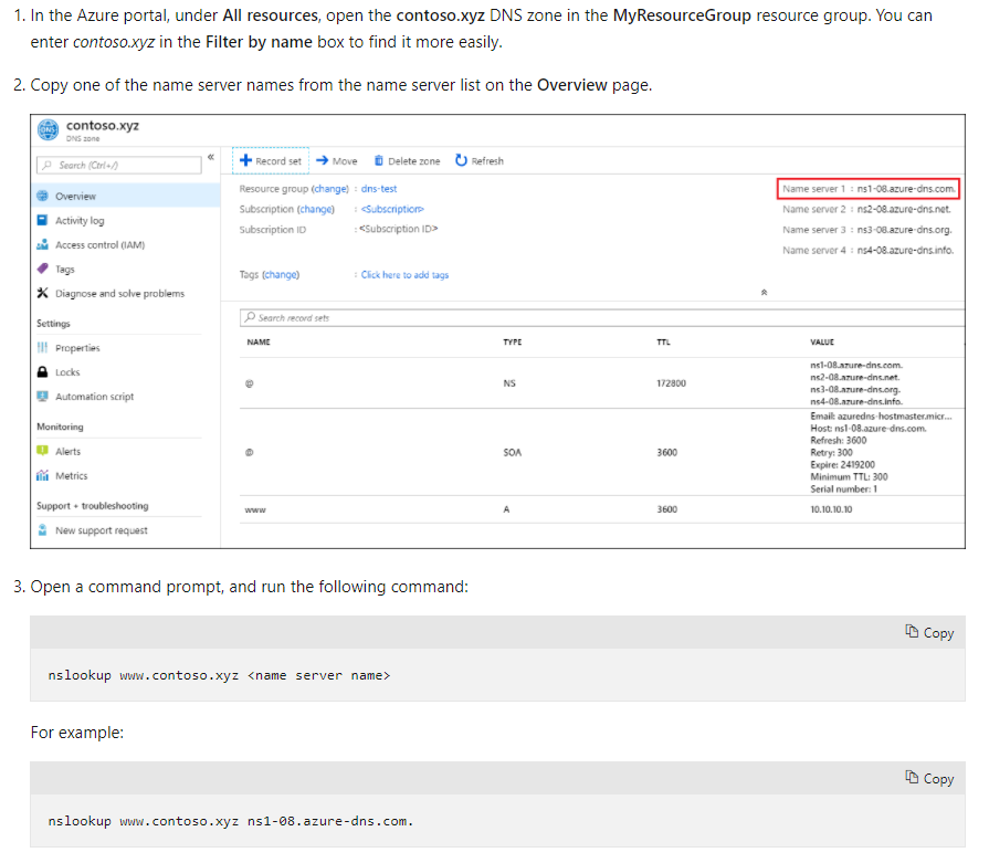 test DNS Name Resolution in Microsoft Azure
