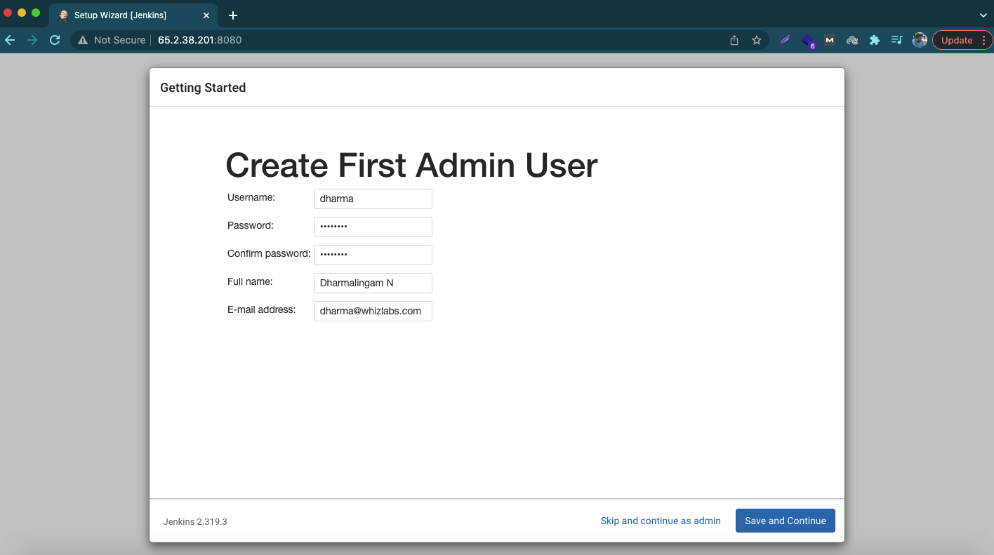 create jenkins admin user 