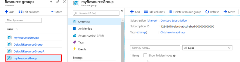 non relational data on Azure resource group