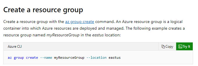 azure creation of a resource group