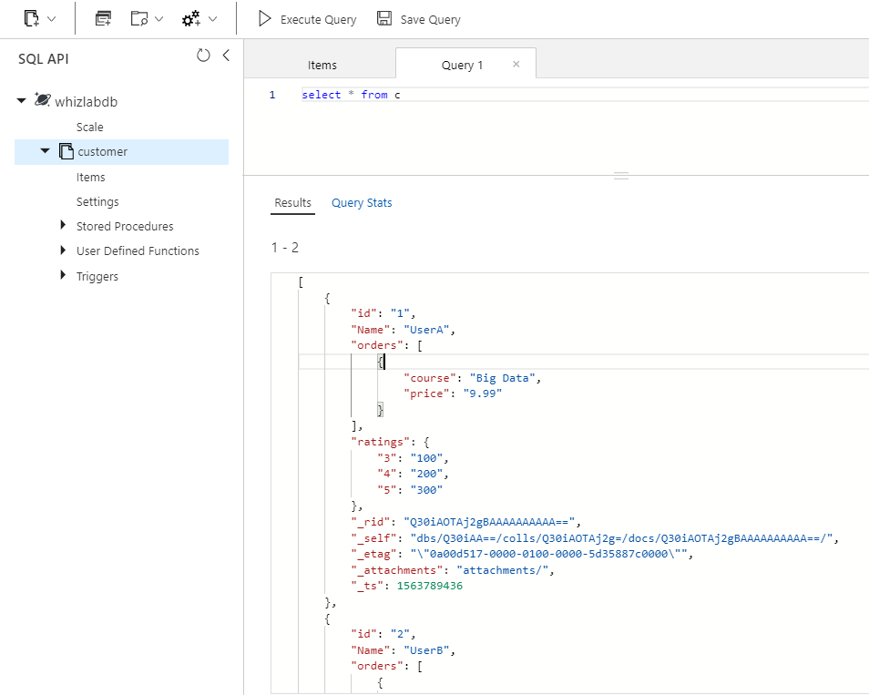 Azure implementation of querying the data