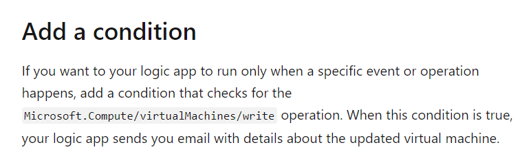Add a condition in Azure documentation