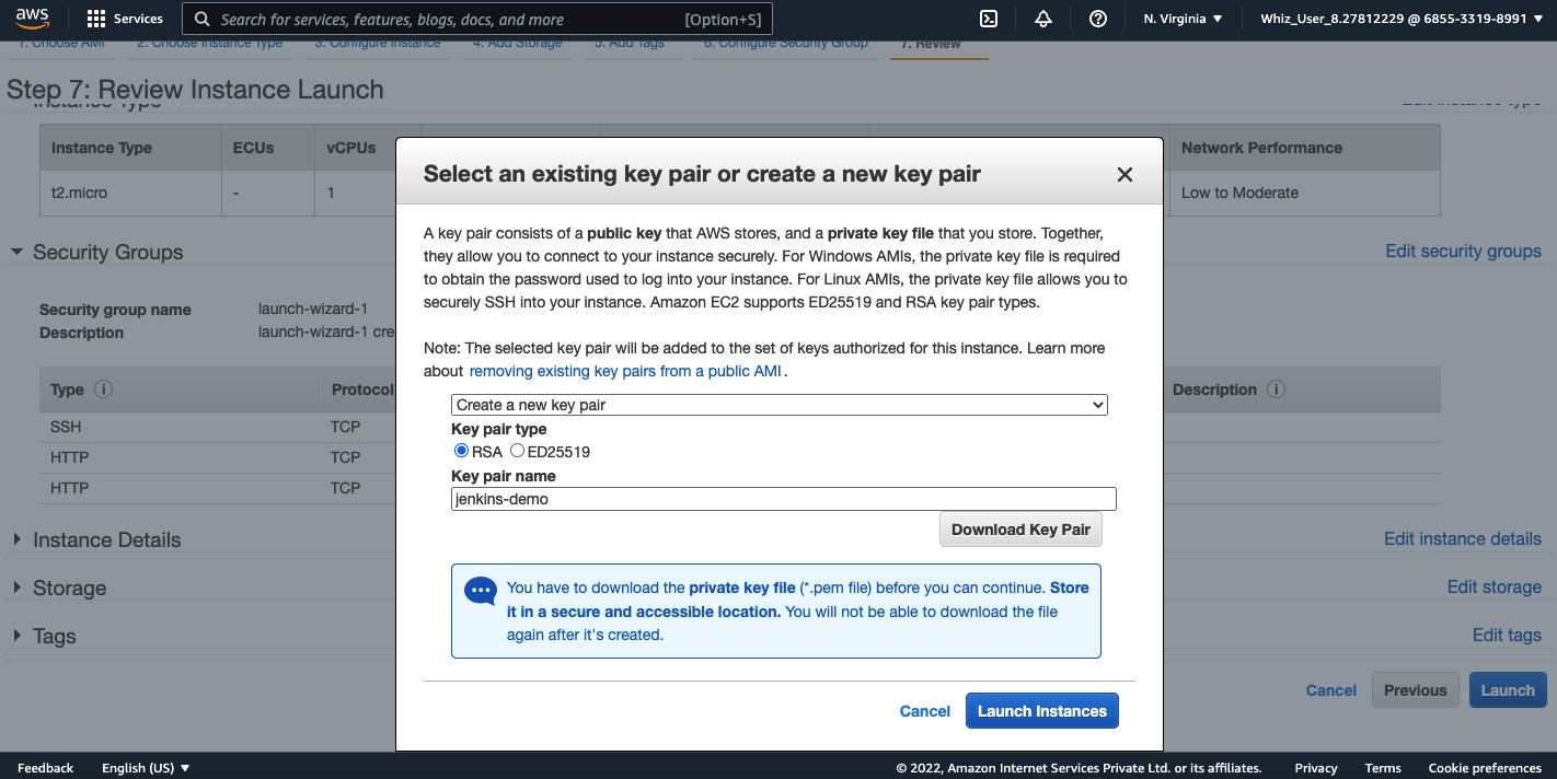 AWS ec2 download keypair