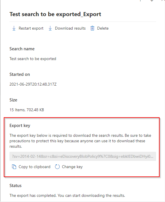 Test search to be exported in Microsoft 365