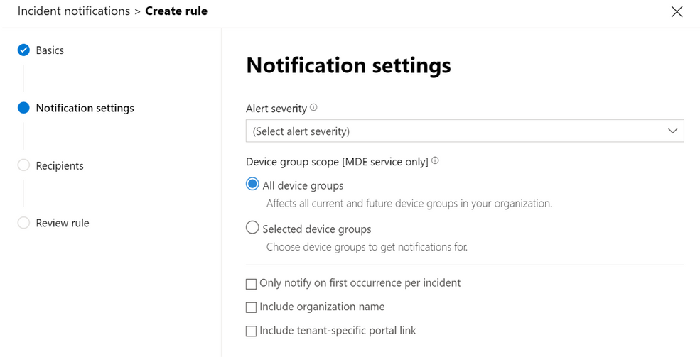 Notification Settings in Microsoft Defender