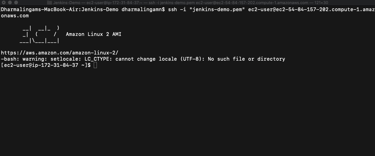 AWS ec2 connected via ssh