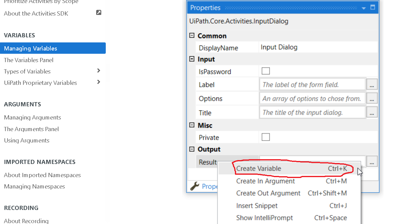 UiPath Managing Variables