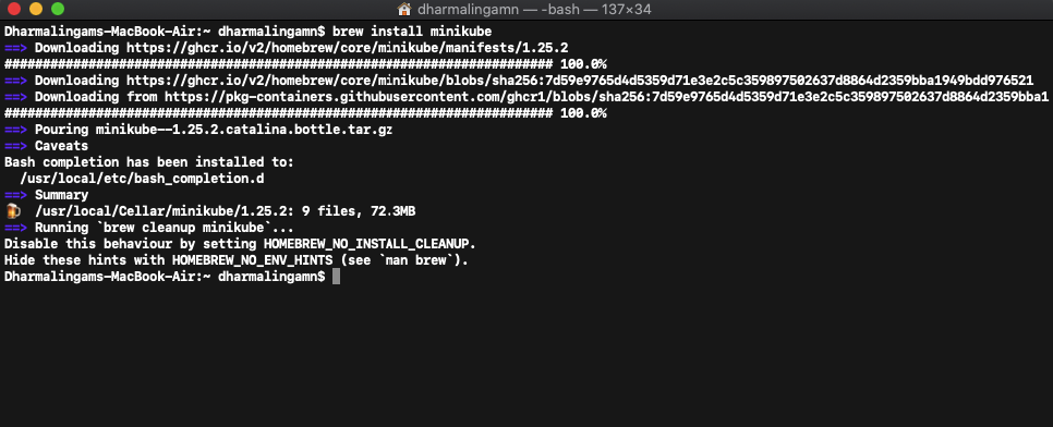 brew install minikube cmd