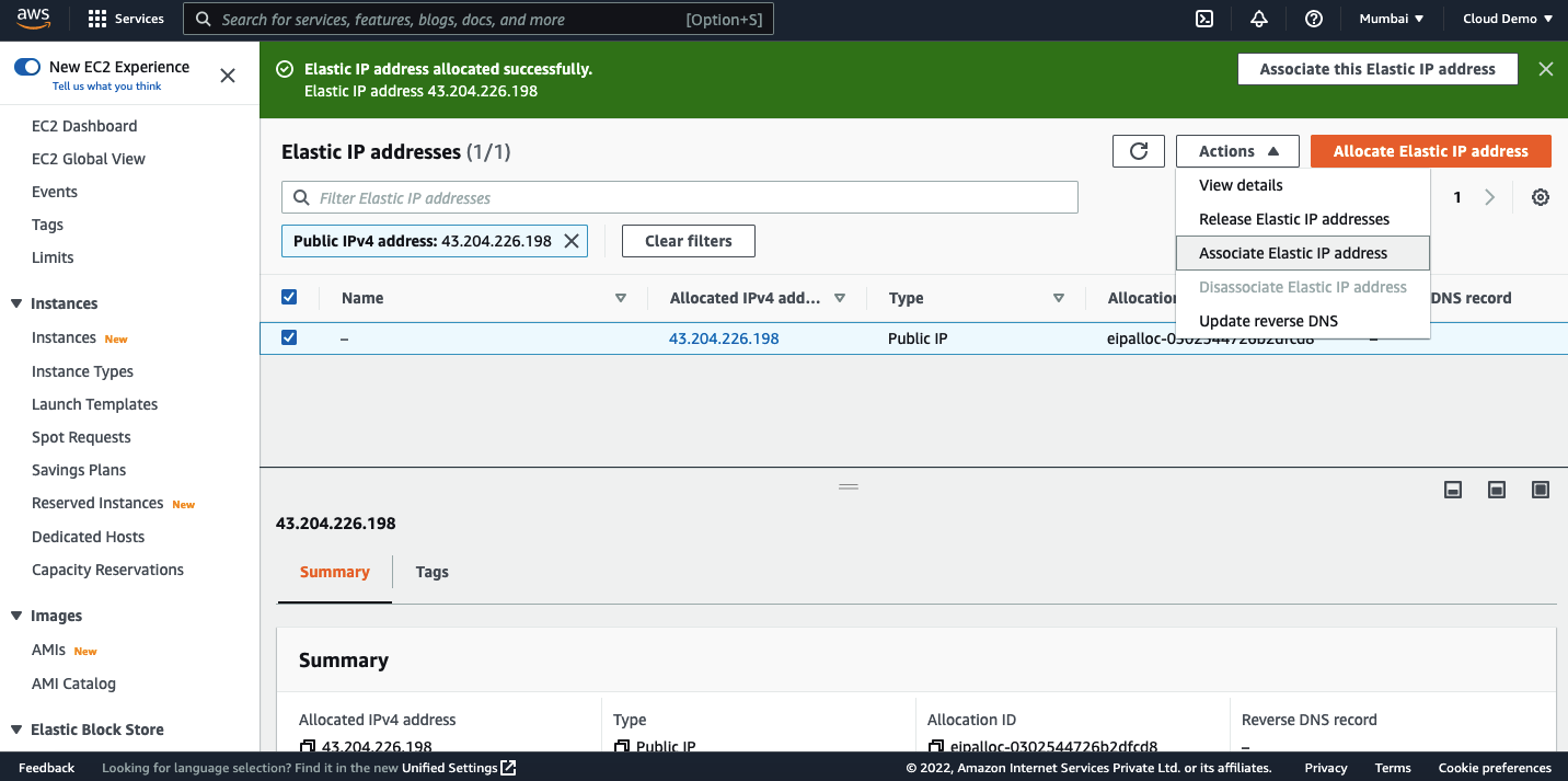 AWS associate eip