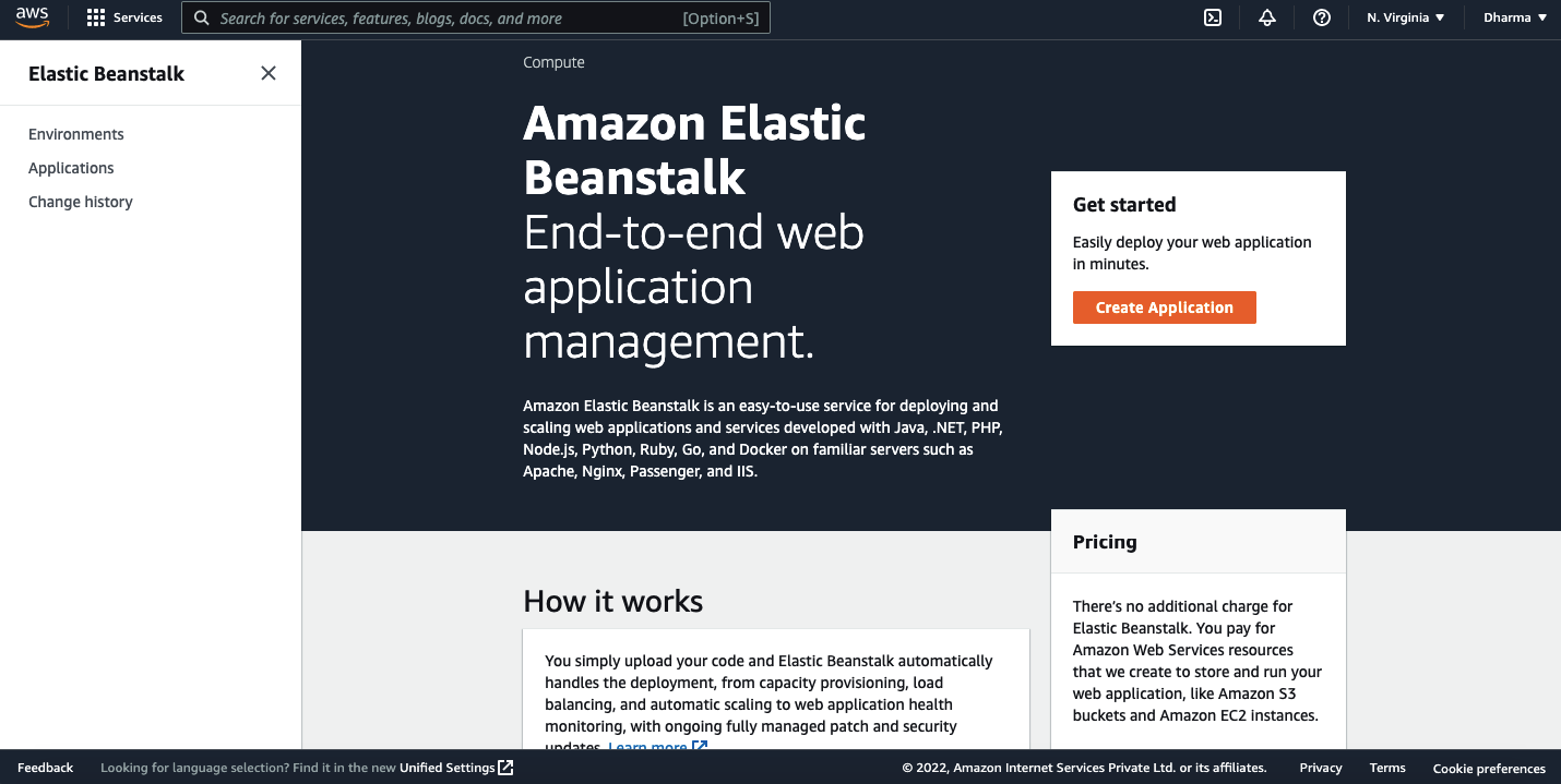 beanstalk dashboard