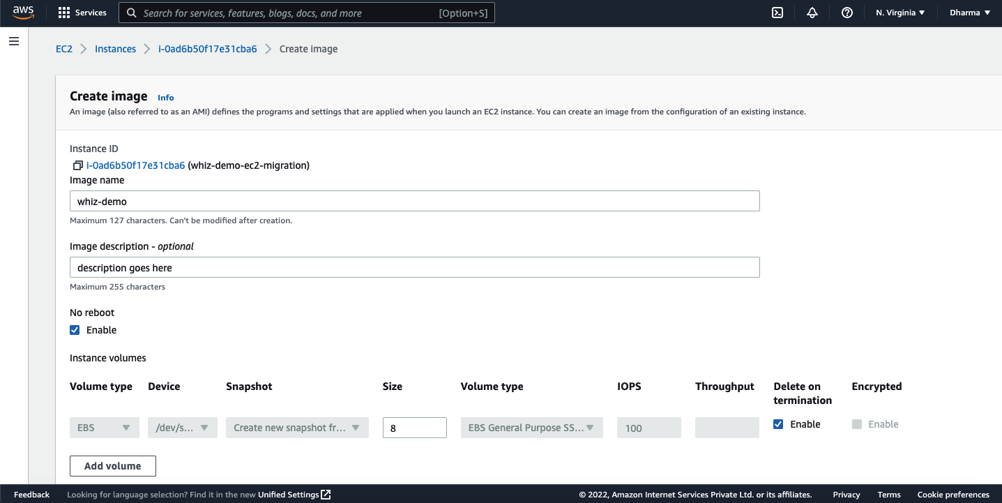 AWS create image fields