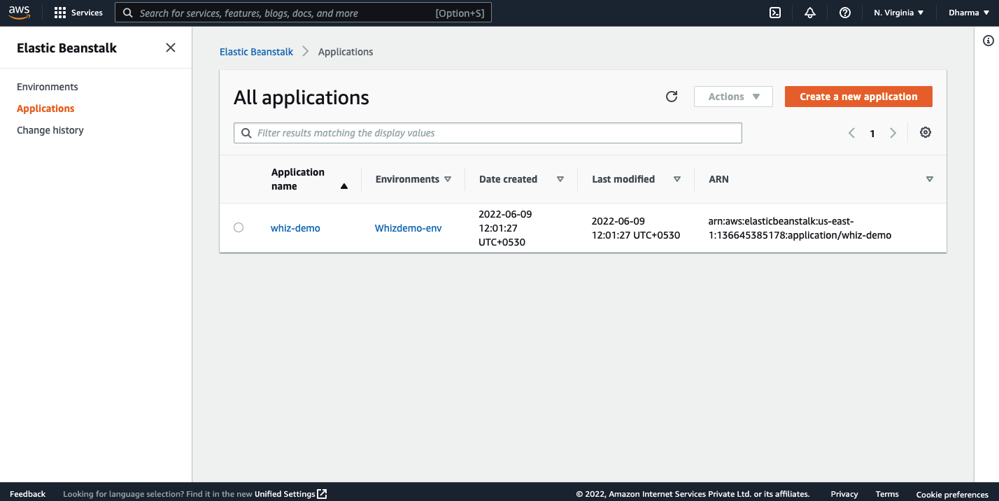 AWS ebs app created