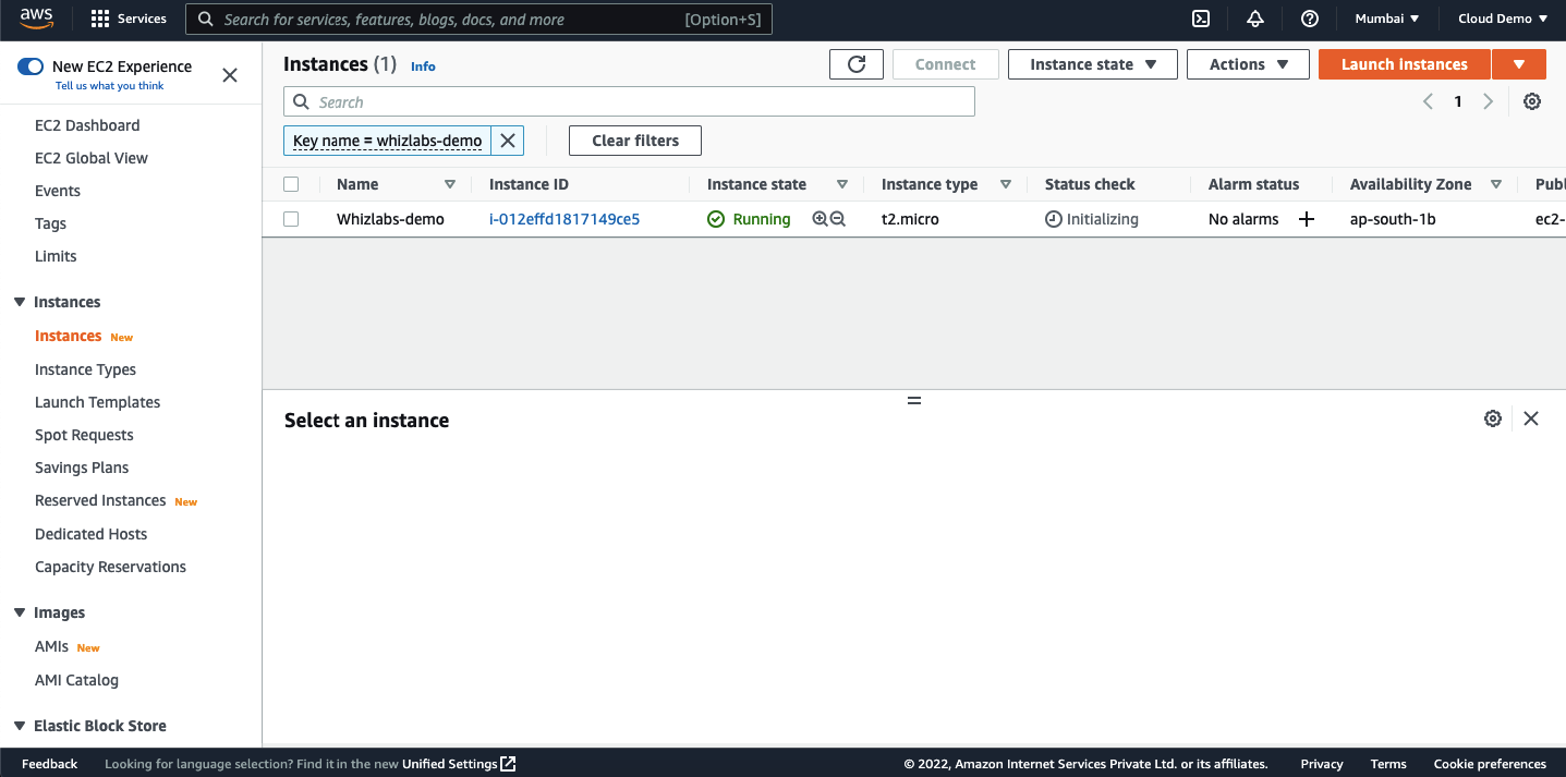 AWS instance running