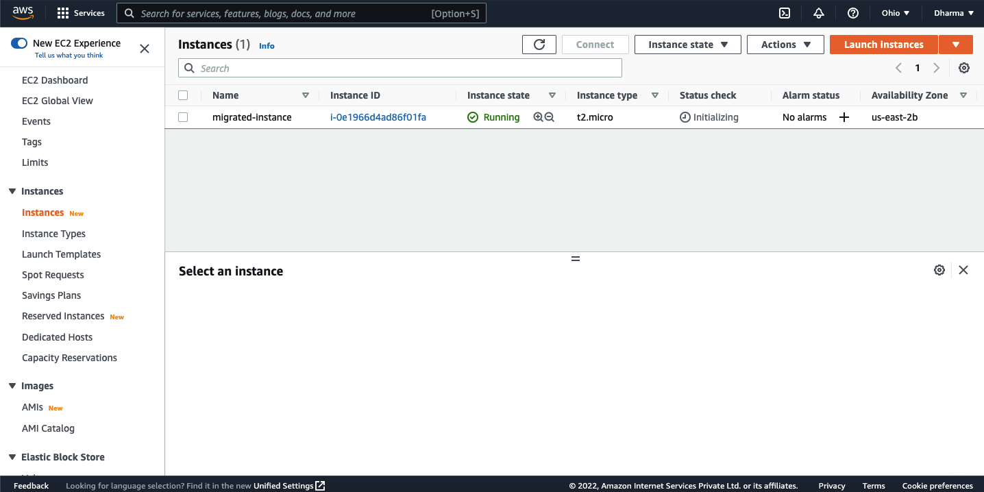 migrated instance