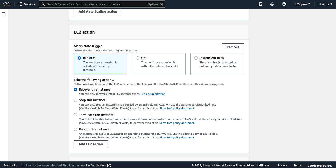 AWS recover instance