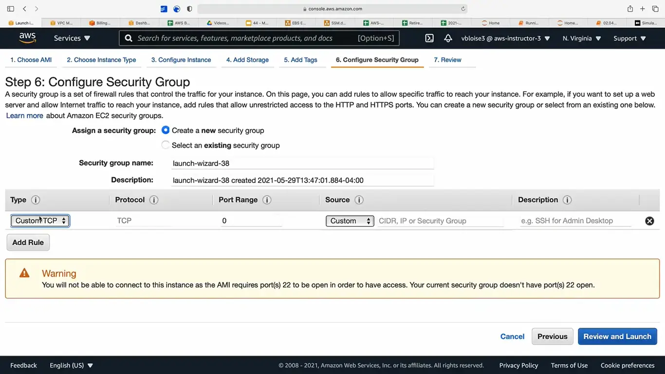 Configuring EC2 instance