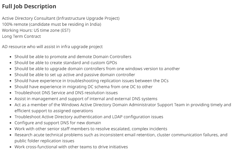 Active Directory job description