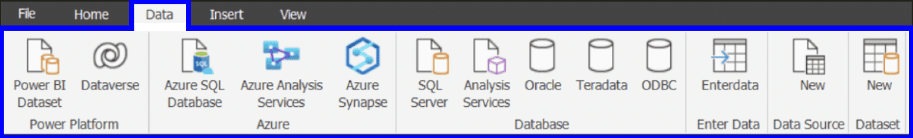 Power BI Report Builder data tab