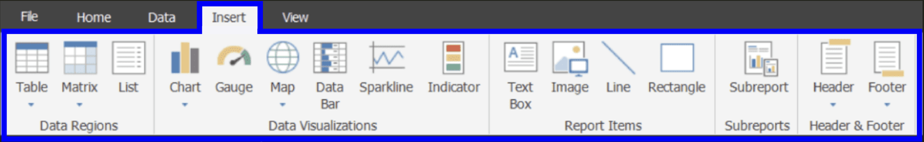 Power BI Report Builder insert tab