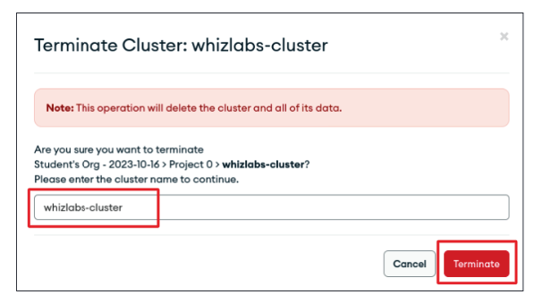whizlabs-cluster-terminate