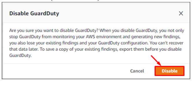 disable guarduty