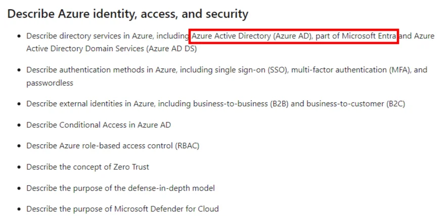 Old syllabus for Renamed Azure Active Directory to Microsoft Entra ID