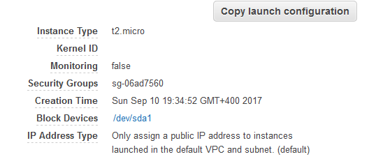 Creating New Launch Configuration